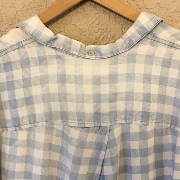 Intro. ❤️ Checkered Chambray hi-lo Shirt - Picture 4 of 8